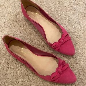 Like New Kate Spade Pink Suede Scalloped Ballet Flats